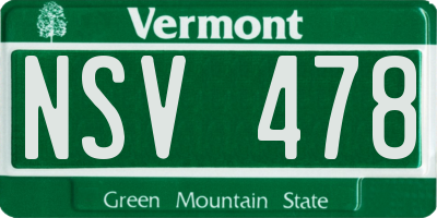 VT license plate NSV478