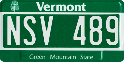 VT license plate NSV489