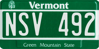 VT license plate NSV492