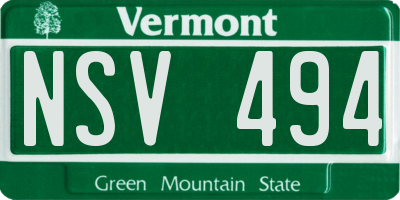 VT license plate NSV494