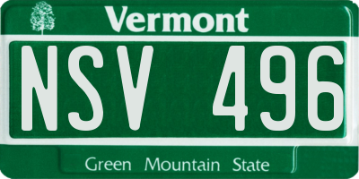 VT license plate NSV496