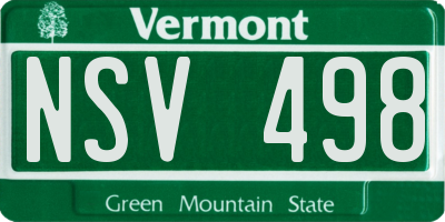 VT license plate NSV498