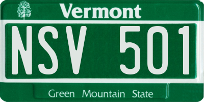 VT license plate NSV501