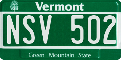 VT license plate NSV502