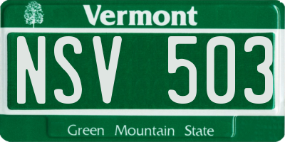 VT license plate NSV503