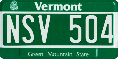 VT license plate NSV504