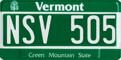 VT license plate NSV505