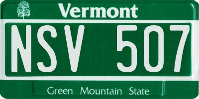 VT license plate NSV507