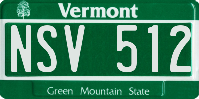VT license plate NSV512