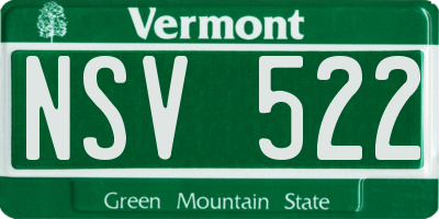VT license plate NSV522