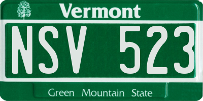 VT license plate NSV523