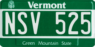 VT license plate NSV525
