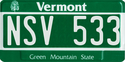 VT license plate NSV533