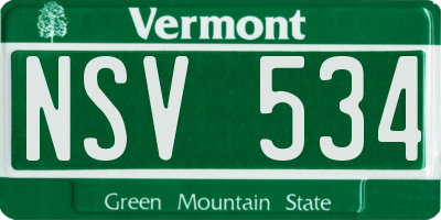VT license plate NSV534