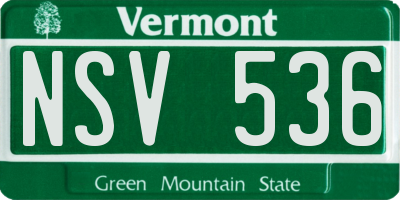 VT license plate NSV536