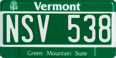 VT license plate NSV538