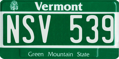 VT license plate NSV539