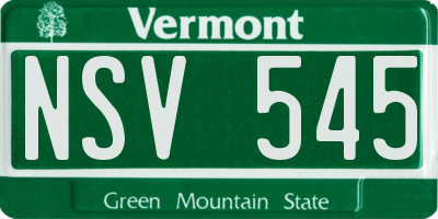 VT license plate NSV545