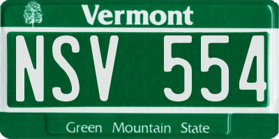 VT license plate NSV554