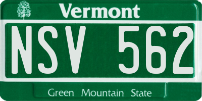 VT license plate NSV562
