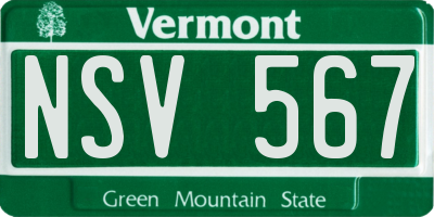 VT license plate NSV567