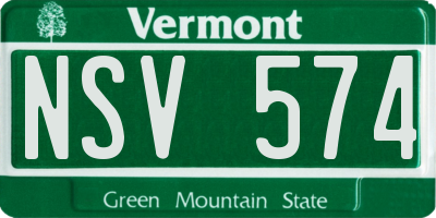 VT license plate NSV574