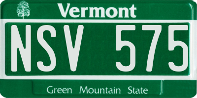 VT license plate NSV575