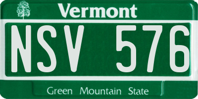 VT license plate NSV576