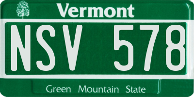 VT license plate NSV578
