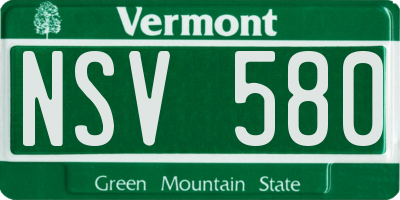 VT license plate NSV580