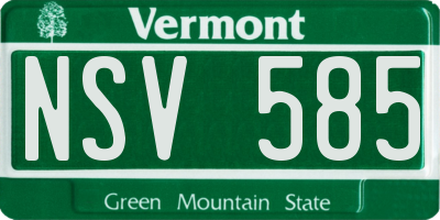 VT license plate NSV585