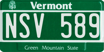 VT license plate NSV589