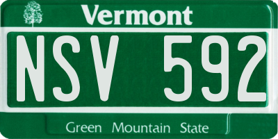 VT license plate NSV592