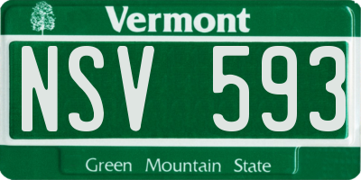 VT license plate NSV593