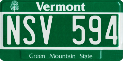 VT license plate NSV594