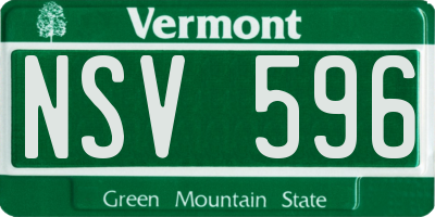 VT license plate NSV596