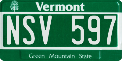 VT license plate NSV597