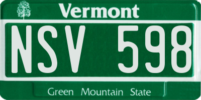 VT license plate NSV598