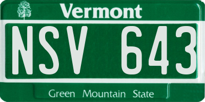 VT license plate NSV643