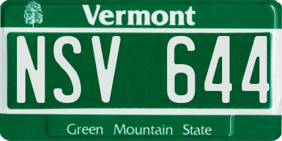 VT license plate NSV644