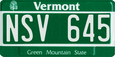 VT license plate NSV645