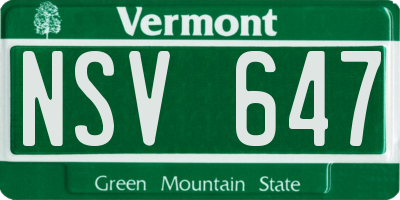 VT license plate NSV647