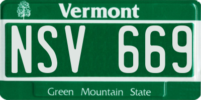 VT license plate NSV669