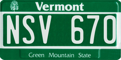 VT license plate NSV670