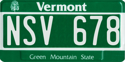 VT license plate NSV678
