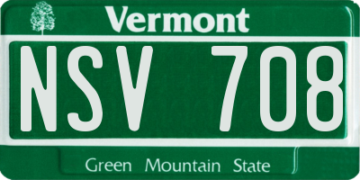 VT license plate NSV708
