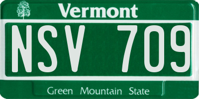 VT license plate NSV709