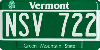 VT license plate NSV722