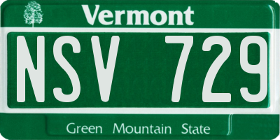 VT license plate NSV729