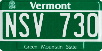VT license plate NSV730